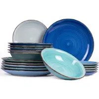 Cookinglife Ensemble de vaisselle - 6 personnes - Delice Bleu - Ø27 cm - 18 pièces