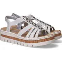Rieker Sandales V491890 V49 pour femmes, couleur argent, modèle décontracté