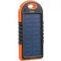 Pearl Batterie de secours solaire 3000 mAh avec 2 ports USB + mini lampe LED PB-30.s