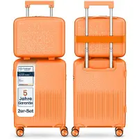 4FLY Ensemble de valises à coque rigide Pixel PP 16,20 pouces – Lot de 2 – Orange