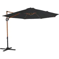 Axi Solea Parasol Déporté Rond Ø 300 Cm, Aspect Bois/Gris | Parasol De Jardin / Terrasse, Toile Anti-Uv, Indice Upf 30+ | Pied En Croix Et Housse De