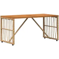 Syfax Table de jardin Naturel 80 x 40 x 40 cm Acier et Rattan Poly