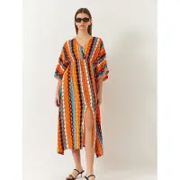 Bianco Lucci Robe d’été aqua / jaune d'or / orange / noir