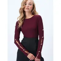 Trend Alaçatı Stili T-shirt bourgogne