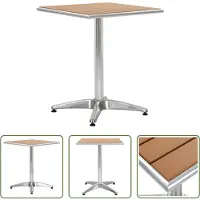 The Living Store Table de jardin , couleur argent, 60 x 60 x 70 cm, en aluminium et WPC