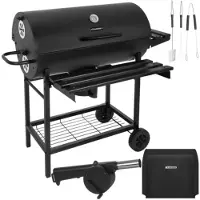 Kaminer 27315 Barbecue de jardin à charbon de bois avec roulettes, 108 x 67 x 96 cm, thermomètre