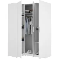 Dmora Reeves - Armoire 3 Portes, 95x142 cm Blanc, Porte-manteaux