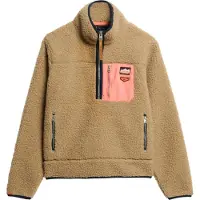 Superdry Femme Polaire Rétro Vintage à Demi Fermeture Zippée Marron Taille: 44
