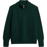 Superdry pour femme. W6110625A Pull en tricot avec demi-fermeture éclair en vert (L), Casuel, Coton