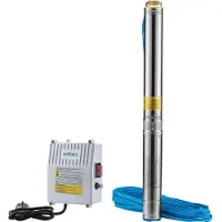 Wiltec Pompe pour puits profonds 4" 750 W, pompe à eau avec un débit de 6000 l/h, pompe submersible avec une profondeur d'immersion max. de 20 m et une hauteur de refoulement max. de 74 m