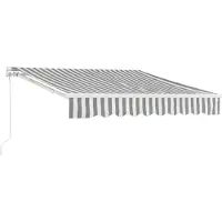 En.casa Store à bras articulé « Bitonto » 250 x 200 cm avec manivelle, structure en aluminium gris / blanc