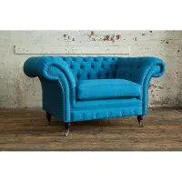 AEA Blaue Sofa Couch Polster Chesterfield Sitzmöbel Leder Couchen