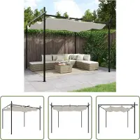 The Living Store Pergola avec toit coulissant, couleur crème, 295 x 292 x 230 cm