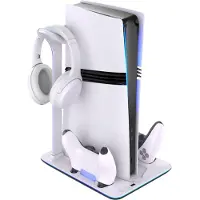 FIXED Support de refroidissement et station de charge pour PlayStation 5 Slim / Pro Station d'accueil fixe avec éclairage LED, blanc-noir