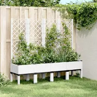 Prolenta Maison Exclusive - Bac à plantes avec treillis blanc 160 x 40 x 142 cm PP