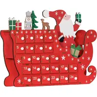 HOMCOM Calendrier de l'Avent , décoration de Noël, 24 tiroirs, MDF rouge