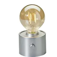 Northpoint Ampoule vintage à batterie Edison Lampe de table LED USB-C à intensité variable avec interrupteur rotatif – décoration moderne argent mat