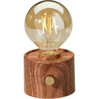 Northpoint Lampe de table LED vintage à ampoule Edison rechargeable, avec port USB-C, intensité réglable par bouton rotatif – décoration moderne en noyer