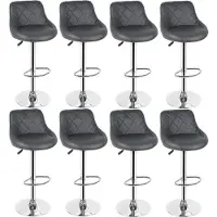 Supfine Tabouret de bar, set de 8 chaises de bar pivotantes Tabouret de cuisine en similicuir Réglable en hauteur gris