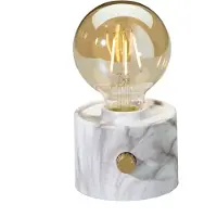 Northpoint Lampe de table LED vintage à ampoule à incandescence Edison, rechargeable par USB-C, intensité réglable à l'aide d'un bouton rotatif – décoration moderne en marbre