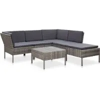 Prolenta Maison Exclusive - Ensemble de salon de jardin 6 pièces avec coussins, en rotin synthétique gris
