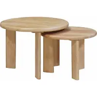 Prolenta Maison Exclusive - Tablettes gigognes, 2 pièces, blanches, diamètre 50 cm, longueur 40 cm, en bois massif de manguier