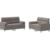 Syfax Ensemble de canapés 2 pcs avec coussins taupe tissu