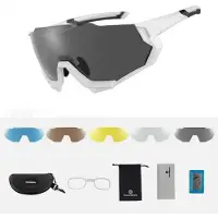 RockBros Hommes, Lunettes de sport, Polarized Cycling Glasses 10132 (Noir, Bleu, Jaune, Marron, Noir, Transparent), Noir
