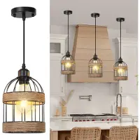 Lapalife Suspension 1 flamme Noir Métal Abat-jour Lampe à suspendre E27 Réglable en hauteur Suspension pour salle à manger, cuisine, bar