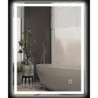 HOMCOM Miroir de salle de bain avec éclairage, 90 x 70 cm, miroir mural à LED, 3 couleurs de lumière