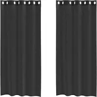 vidaXL Voile Rideaux avec illets 2 pcs. noir 140x245 cm