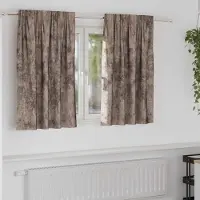 Syfax Rideaux en velours avec rideaux 2 pièces Cappuccino 140 x 140 cm Velours