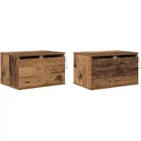 vidaXL Cabinet de chevet mural avec tiroir 2 pcs Bois Ancien