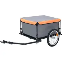 Prolenta Maison Exclusive - Remorque pour vélo, gris et orange, capacité de 65 kg
