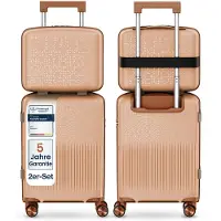 4FLY Ensemble de valises à coque rigide Pixel PP 16,20 pouces – Lot de 2 – Marron clair