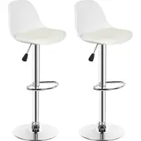 Supfine lot de 2 tabourets de bar Chaise de bar en similicuir réglable en hauteur pivotant blanc