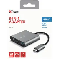 Trust Dalyx 3 In 1 Hub Argenté