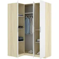 Dmora Reeves - Armoire 3 Portes, 95x142 cm Blanc, Porte-manteaux