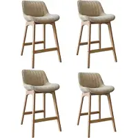 MOB-IN Lot de chaises NORDEN de bar en chêne et tissu velours côtelé H65cm