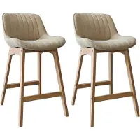 MOB-IN Lot de chaises NORDEN de bar en chêne et tissu velours côtelé H65cm