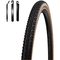 Schwalbe 1 pneu anti-crevaison TLE X-One Allround Performance Race Guard, couleur bronze, 28 x 1,30 (33-622), incluant des démonte-pneus