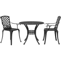 Syfax Ensemble de bistro 3 pcs noir aluminium coulé