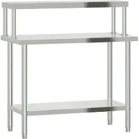 Syfax Table de travail de cuisine avec étagère 110x55x120 cm inox