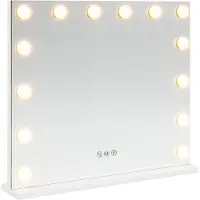 Syfax Miroir de Coiffure LED Blanc 50 x 10 x 44 cm Verre et acier