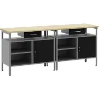 Syfax Ensemble d'établi 2 pcs Noir et gris 200 x 55 x 85 cm
