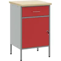 Syfax Établi Rouge et Gris 50 x 55 x 85 cm Bois d'ingénierie et acier