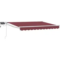 Syfax Store rétractable manuel avec LEDs Bourgogne et Blanc 3,5 x 2 m