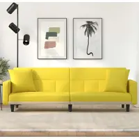 Prolenta Maison Exclusive - Canapé-lit avec coussins, tissu jaune clair