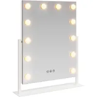 Syfax Miroir de Coiffure LED Blanc 44 x 10 x 53 cm Verre et acier