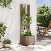Prolenta Maison Exclusive - Jardinière avec treillis, couleur marron, 36 x 36 x 140 cm, en plastique PP